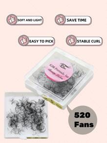 预制扇形睫毛 8-15 毫米 每盒 520 片 3D/4D/5D/6D/7D/8D 浓密睫毛 0.07 毫米 手工散装扇形 C/D 卷曲睫毛延长 - C - 查看 2