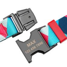 Customized Asymmetrical Polygon Print Nylon Personalized Pet Collar, Adjustable & Anti-Lost - Orange - View 6