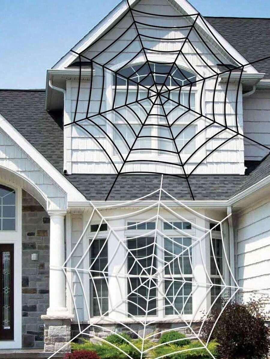 1pc Halloween Spider Web Decoration, Plush Spider Web Decoration, Horror Haunted House Outdoor Wall Decoration Hanging Decoration, Party Decoration Spider Web, Halloween Decoration Fall Autumn,Christmas - Multicolor - View 1