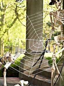1pc Halloween Spider Web Decoration, Plush Spider Web Decoration, Horror Haunted House Outdoor Wall Decoration Hanging Decoration, Party Decoration Spider Web, Halloween Decoration Fall Autumn,Christmas - Multicolor - View 6