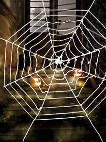 1pc Halloween Spider Web Decoration, Plush Spider Web Decoration, Horror Haunted House Outdoor Wall Decoration Hanging Decoration, Party Decoration Spider Web, Halloween Decoration Fall Autumn,Christmas - Multicolor - View 7