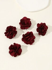 5 件/套 布艺花朵发夹 适合女孩、日常装饰