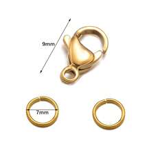 20 Stücke 304 Edelstahl Karabiner Verschlüsse mit 40 Stücke 7mm Binderinge für Ohrringe, Armbänder, Halsketten, Anhänger, Schmuck-DIY Herstellung