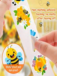 500pcs/Roll Cartoon Bee Stickers, Reward Stickers, Stationery Stickers, Gift Decor Labels - Multicolor - View 5