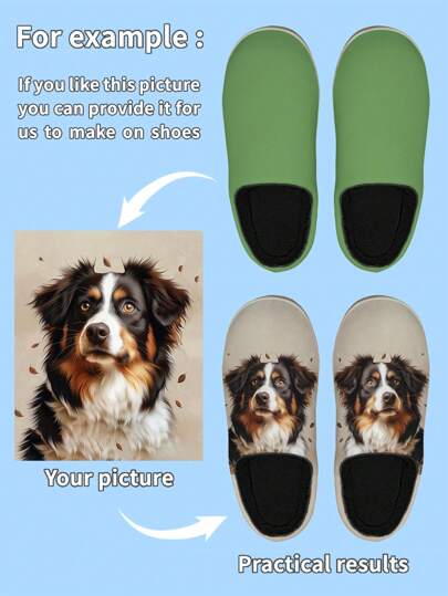 Customized 3D Printed Plush Lining Comfortable & Lightweight Couple's Indoor Slippers, Suitable For Autumn & Winter, Black Ornamental,Dawg Stylish,Fashion,Hipster,Contracted,Casual,Cute Cuties,Minimal Chic,Cozy Custom,Unique,Personalized Ideal Gifts For Him,Ideal Gifts For Her Family,Friends,New Year Glamour