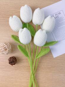 1pc,DIY Crochet Tulip Gift, DIY Artificial Flowers Bouquet Handmade Knitted Tulip Bouquet Crochet Flower Bouquet Gift For Women, Valentine Day, Gift Gifts Birthday Graduation - Multicolor - View 21