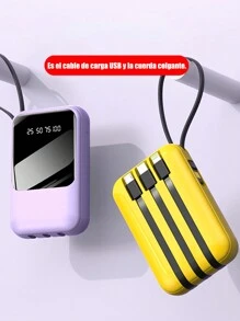Mini Banco de energía 20000mah carga rápida incorporada con pantalla digital de 4 cables Banco de energía externo portátil - Rosa Pálido - Ver 6