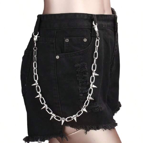 Corrente de rebite estilo rock moderno e moderno, corrente de cintura para jovens, corrente de calças personalizada com pontas de metal para homens, 1 peça