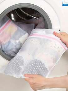 2pcs Home Folding Bra Laundry Wash Bag, Washing Net Bag For Lingerie In Washing Machine - White - View 7