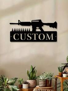 1 Custom Assault Rifle And Bullet Wall Art Metal Sword Nameplate Personalized Salon Logo Personalized Assault Rifle And Bullet Car Logo Farmhouse Wall Decor Custom Name Wall Decor For Metal Assault Rifle And Bullet Art Porch Patio Gifts Birthday Graduation