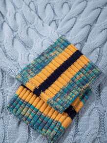 Toamnă Iarnă Nou Unisex Lejer, Casual, Stilul Colegiu, tiv, Blocare de culoare, Coardă răsucită în dungi, Trim pentru unghii, rever cu umăr căzut, Pulover cu mânecă lungă
