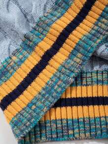 Toamnă Iarnă Nou Unisex Lejer, Casual, Stilul Colegiu, tiv, Blocare de culoare, Coardă răsucită în dungi, Trim pentru unghii, rever cu umăr căzut, Pulover cu mânecă lungă