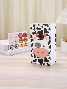 12pcs/Set 24*13*8CM Kraft Paper Bags With Cute Farm Animal Design, Creative Candy/Gift Bags For Holiday Party Or Birthday (1 Sticker Included),Christmas Valentine Day - Multicolor - View 12