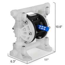 Air-Operated Double Diaphragm Pump, 1/2 In Inlet & Outlet, Polypropylene Body, 8.8 GPM & Max 120PSI, PTFE Diaphragm Pneumatic Transfer Pump For Petroleum, Oil & Low Viscosity Fluids