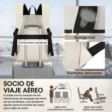 Laptop Backpack 15.6" For Women, TSA Travel Backpack, College Backpacks For Women And Men, Laptop Backpack With USB Charging And Headphone Connectors - 白色 - 查看 5