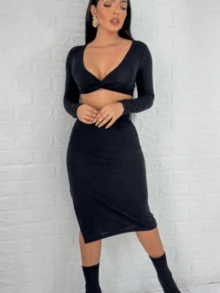 Women's SetLanzinha Skirt And Cropped - 黑色 - 查看 1