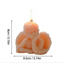 1 套/1 件可爱天使形香薰烛台，情人节，情人节，小天使树脂复古锭形蜡烛装饰和工艺品，艺术风格的大豆蜡烛，适用于办公桌、办公室、卧室、床头柜装饰，非常适合朋友、家人、同学和同事，健康无烟手工蜡烛，带香味，采用大豆蜡材料制成 - 彩色 - 查看 3