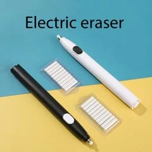 1 件快速擦除电动素描橡皮擦 - 适用于便携式艺术工具、艺术家和学生（不含电池）（部分配件颜色随机）