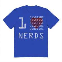 Nearly There Binary Nerds Mens School Science Unisex Graphic Cotton Short-Sleeve T-Shirt - 寶藍色 - 查看 1