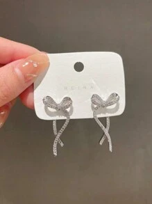 1 paire Boucles d'oreilles à tige papillon strass, port quotidien à la mode