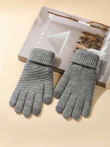 1 双针织和毛绒加厚保暖手套、滑雪手套、冬季手套、冬季骑行手套保暖 - 彩色 - 查看 4