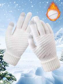 1 双针织和毛绒加厚保暖手套、滑雪手套、冬季手套、冬季骑行手套保暖 - 彩色 - 查看 7