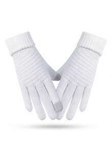 1 双针织和毛绒加厚保暖手套、滑雪手套、冬季手套、冬季骑行手套保暖 - 彩色 - 查看 8