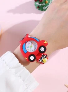 Đồng hồ học tập thời trang trẻ em bằng silicon thiết kế xe đua hoạt hình 3D mới - Đỏ - Xem 4