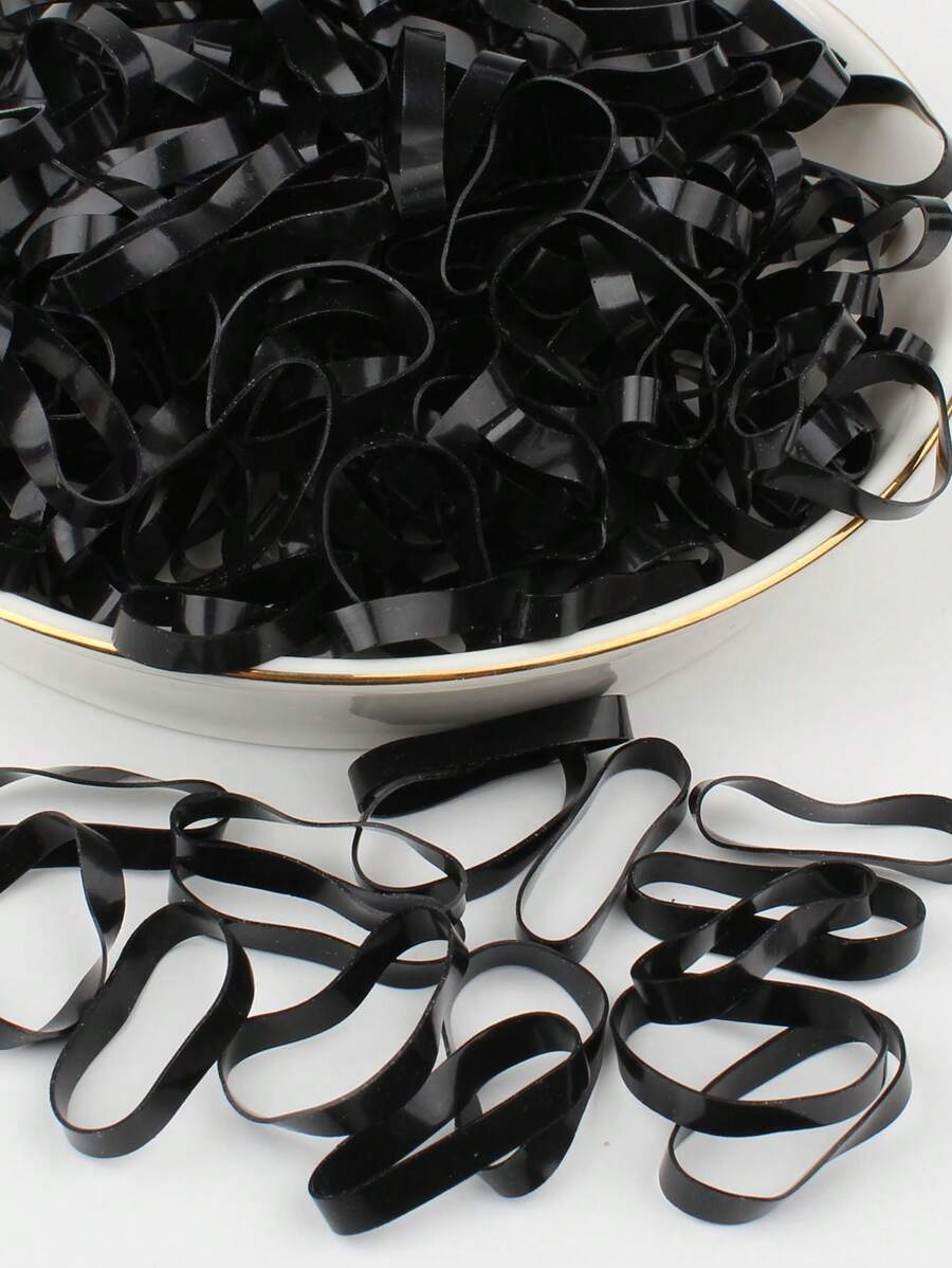 450 pezzi Elastici per capelli in plastica nera spessa, elastici per capelli larghi per donne, fermacode per coda di cavallo, elastici per capelli, scrunchies, corde per capelli, accessori per capelli per palestra e sport