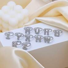 1pc New Cubic Zirconia 26 Letter Finger Ring Silver Plated Women Fashion Jewelry Letter Initial Wedding Rings