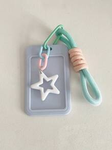 Paquete de tarjeta de estudiante para niñas, colorida, con forma de estrella, bandolera de plástico con llavero de cuerda, tarjeta de campus, tarjeta de estudiante, tarjetero, billetera, tarjetero de visita, tarjetero de crédito, tarjetero de identificación, billetera para mujer - Multicolor - Ver 9