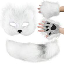 Fopytu Kit De 2 Máscaras De Gato Therian, Máscara De En con Pelaje Realista Y Malla para Ojos, Kit para Hacer Máscaras Therian para Cosplay