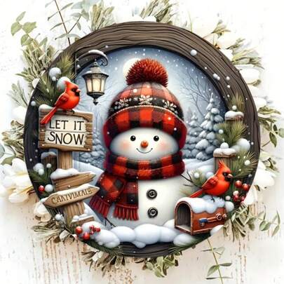 1件圣诞节假日装饰金属标牌挂件 - 7.9英寸圆形花环中心装饰，适用于门和墙面装饰，通用悬挂式金属装饰，无需用电，非常适合家居和圣诞庆祝活动，适合家庭、餐厅、咖啡馆、车库装饰，多种款式，家居装饰、房间装饰、墙面装饰，生日礼物、毕业礼物。随机孔型