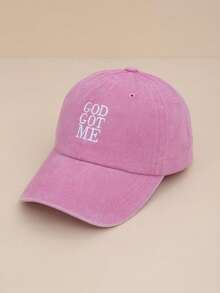 1 件装复古字母刺绣休闲做旧按扣后帽街头潮流男女通用帽子万圣节 - 彩色 - 查看 8