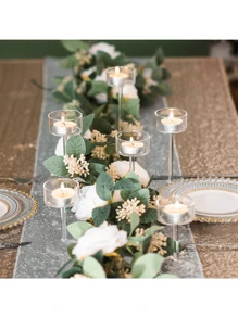 Glass Candle Holder For Tea Light, 6Pcs Clear Hurricane Candle Holder For Table Centerpiece, Tealight Candle Holder Centerpiece For Dining Room Table Wedding Party Home Decor,Halloween And Decorations - 無色 - 查看 3