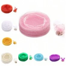 50/100pcs Organza Round Gift Bags, 26cm Diameter, Flower Shaped After Tied, Suitable For Christmas Gift Packaging, Halloween Candy Bags, Wedding Party Favors, Jewelry Packaging, Drawstring Design For Easy Use. 100pcs White Organza Gift Bags, 26cm Diameter, Flower Shaped After Tied Only Selling The Packaging Bags, Not Including Other Products In The Photo, The Photo Is The Actual Product Shot, Handmade With Minor Size Variations, Christmas