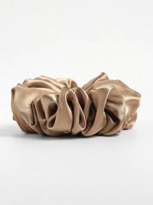 Dây buộc tóc scrunchie màu nâu vàng cỡ XXL, phụ kiện hàng ngày cho nữ, phụ kiện đội đầu màu vàng, phụ kiện tóc, dây buộc tóc scrunchie, phụ kiện buộc tóc đuôi ngựa thường ngày, phụ kiện ngày lễ - vàng nâu - Xem 4