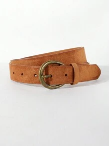 1 pièce Ceinture décontractée en PU marron vintage, avec boucle en métal bronze antique, convient pour jeans, pantalons d'été, école d'automne, automne, Halloween