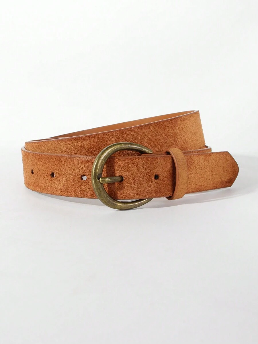 1 pièce Ceinture décontractée en PU marron vintage, avec boucle en métal bronze antique, convient pour jeans, pantalons d'été, école d'automne, automne, Halloween