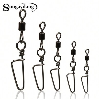 SOUGAYILANG 50入組弧形針釣魚連接器不銹鋼釣魚鉤