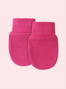 8pairs Baby Girls Solid Color Edging Anti-Scratch Face Gloves Newborn Full Finger Mittens, Very Cute Pink Color Suitable For Casual Daily Wear, For Spring Summer Autumn Winter - Multicolor - View 2