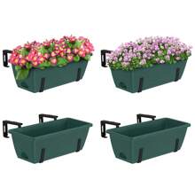 4 Pack Deck Railing Planter Box, Railing Planter Box, Balcony Planter Railing Hanging 16.9in - Đen và Xanh - Xem 1