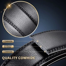 Cinturón de moda de negocios negro para hombre Cinturón de moda Cinturón genuino para hombre,Cinturón deportivo negro con hebilla automática para hombre - Negro - Ver 2