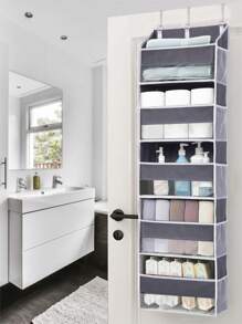 1 Túi đựng đồ treo cửa có 5 ngăn lớn và 10 ngăn lưới bên hông, sức chứa 44lbs, túi treo có cửa sổ trong suốt, thích hợp để đựng đồ chơi trẻ em, giày dép, tã bỉm, màu xám đậm, 5 ngăn, họa tiết trái tim, thích hợp cho ngày Valentine. - Xám - Xem 5