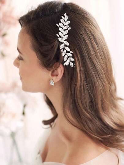 1pc Luxurious Bridal Wedding Hair Comb - Elegant Silver Alloy With Crystal Rhinestones For Holiday Party