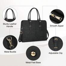 Túi đựng máy tính xách tay cho nữ, túi da công sở, túi đựng máy tính xách tay 15,6 inch, chống thấm nước, chuyên nghiệp, văn phòng, túi xách đeo vai - màu đen - Xem 3