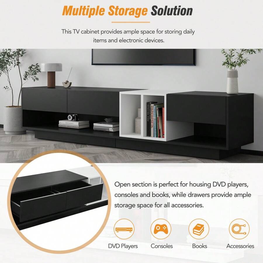 Sleek And Stylish TV Stand With Perfect Storage Solution, TwoTone