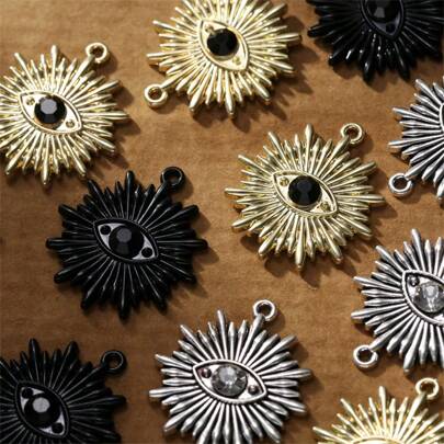 10 قطع قلادة عين الشيطان الجوتية العتيقة بلون مينا، سبائك معدنية مرصعة بأحجار الراين للمجوهرات اليدوية صنع الأقراط، السوار، القلادة