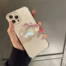 Cute 3D Laser Cloud Foldable Ring Holder - Multifunctional Phone Grip & Stand, Suitable For IPhone, Android Phones, Birthday, Gift For Family And Friends, Push-Pull Phone Grip, Phone Stand, Phone Accessory - Multicolor - View 2