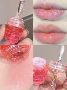 Little Honey Jar 唇油套装，不粘腻光泽润唇膏唇部护理，水果味唇油，适用于干燥嘴唇保湿补水滋养（桃子和蜂蜜） - 彩色 - 查看 4